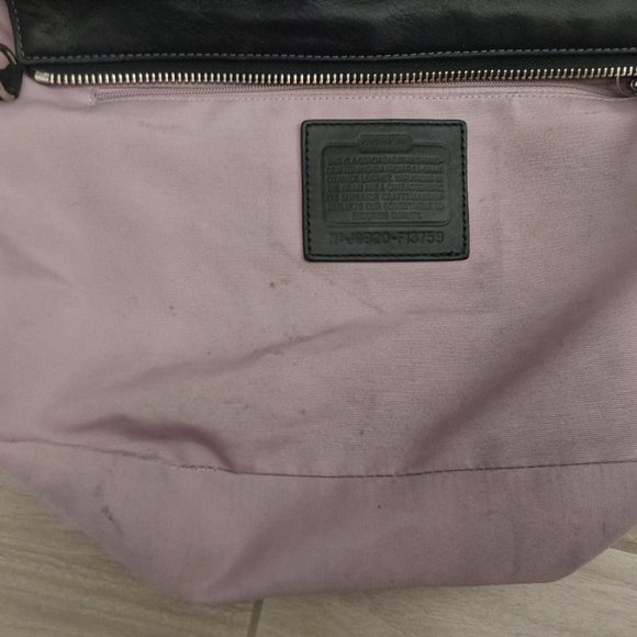 Coach GALLERY F13759 Black Leather Double Handle Satchel Handbag.  Size … - Picture 3 of 14